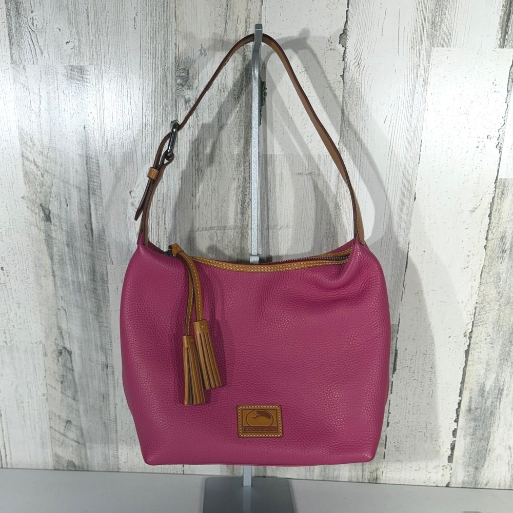 Dooney & Bourke Shoulder Bag Pink Pebbled Leather Tassel